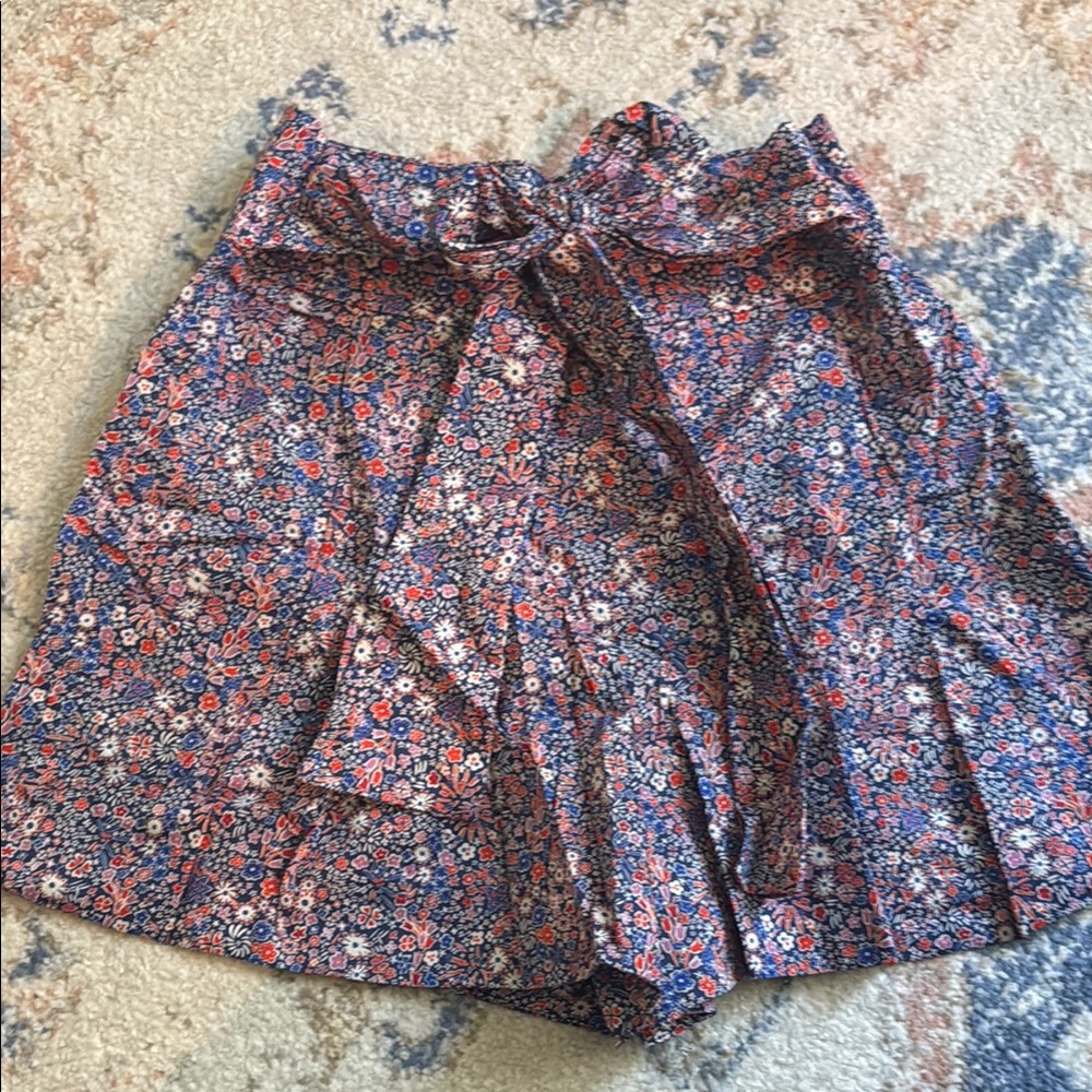 J. Crew High Waist Blue and Red Shorts
